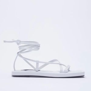 ZARA White Leather Sandals size 40